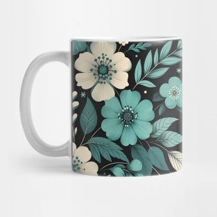 Teal Floral Illustration Mug